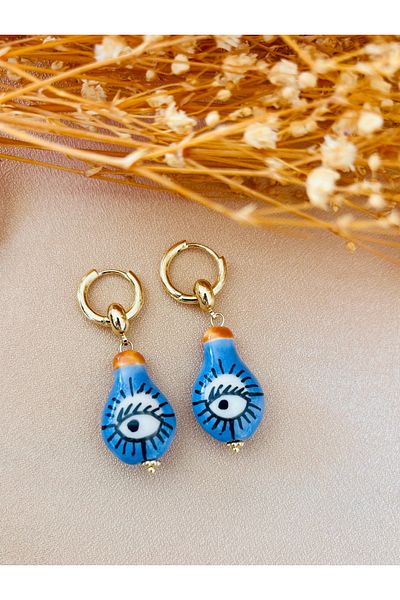 Markiz Takı Blue Eye Murano Glass Earrings