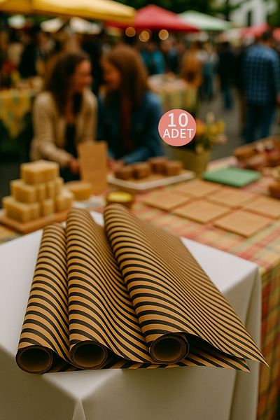 OLİ Art Kraft Black Cheater Line Wrapping Paper 10 Pieces 70X100Cm Gift Packaging Gift Paper