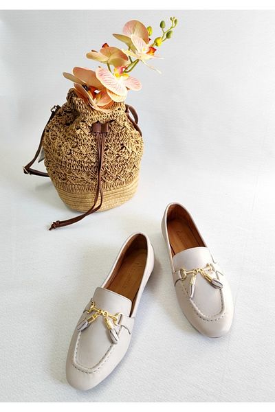 Of&Off Women's Casual Khaki Leather Shoes