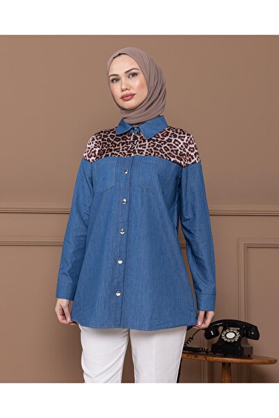 ELONİ ЛІТНЯ СОРОЧКА З ДЕТАЛЬНИМ ЛЕОПАРДОВИМ ВЗОРЦЕМ НА ГОРЛОВИНІ
