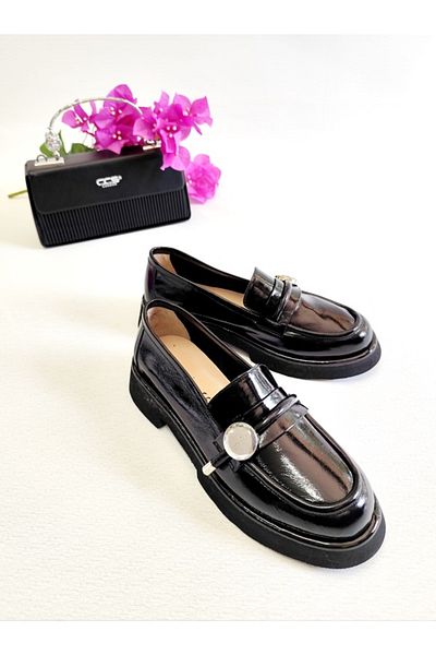 Of&Off Women's Genuine Leather Patent Leather Casual Shoes