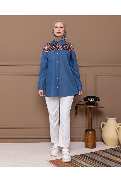 ELONİ ЛІТНЯ СОРОЧКА З ДЕТАЛЬНИМ ЛЕОПАРДОВИМ ВЗОРЦЕМ НА ГОРЛОВИНІ