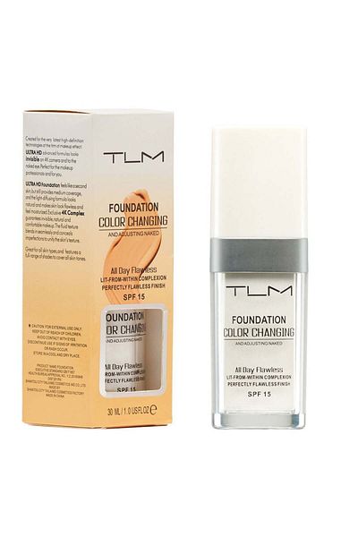 TLM Color Changing Foundation, Adaptable to Skin Color, 16H Transfer Resistant, SPF 15, 30 ml