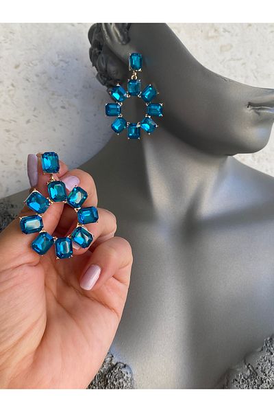 Lucios Evening Dress Daisy Model Stone Nail Earrings