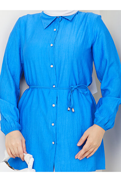 Gc.Butiq Cămașă-Tunica lungă pentru femei cu mâneci elastice la gură - legată în talie