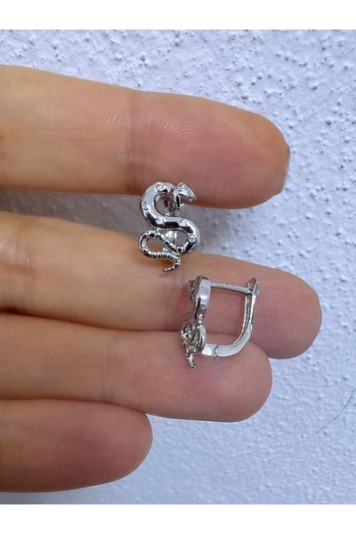 Arescollection Steel Dragon Shaped Women's Hoop Earrings