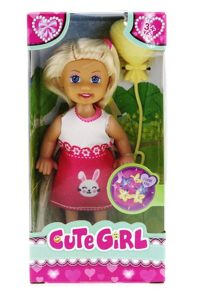 Emperium Cute Girl Blonde Mini Doll with Yellow Balloon