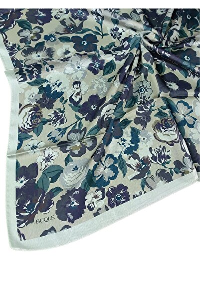 mim eşarp Сатенен шал с флорални мотиви Buqle Jan Jan - 100x100 см