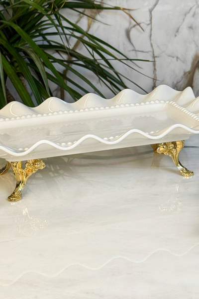 MAY HOME Porselen Ayaklı Lüks Sunumluk