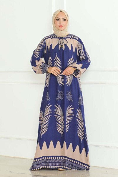 ORCHID Rochie din viscoza cu guler legat albastru cobalt ALBASTRU