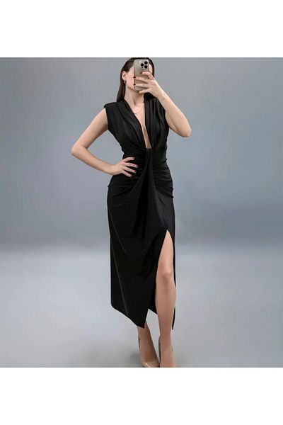 NO BRAND Rochie Chiara cu pietre neagra
