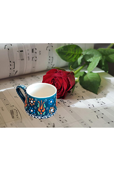 Artiser Çini kupa, Çini mug, Klasik çini desenli kupa, Dantel desenli kupa, Dekoratif kupa