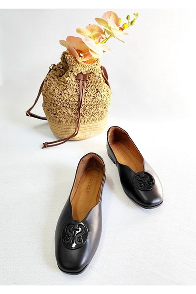 Of&Off Women's Genuine Leather Buckle Ballet