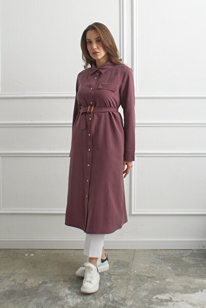 QANU Πουκάμισο με αγκράφα μελιτζάνα