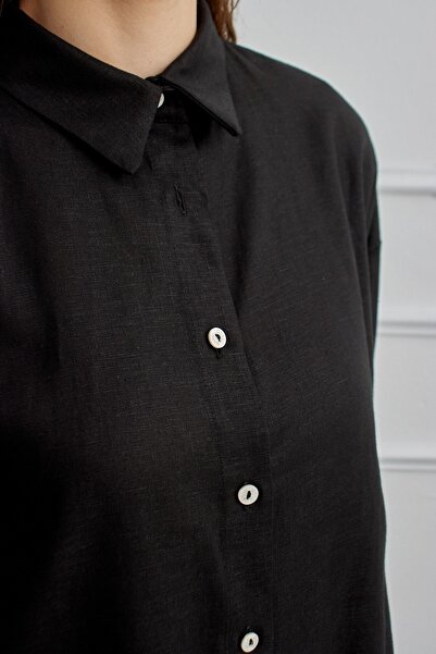 QANU Azur Linen Skirt Suit Black