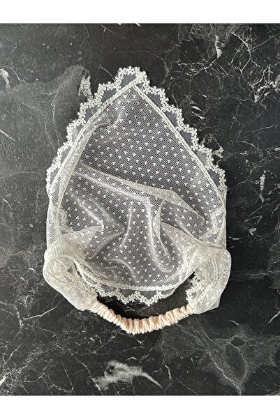 Creative Box Tütü puantiyeli dantelli uçgen lastikli tül bandana, şık saç baş...