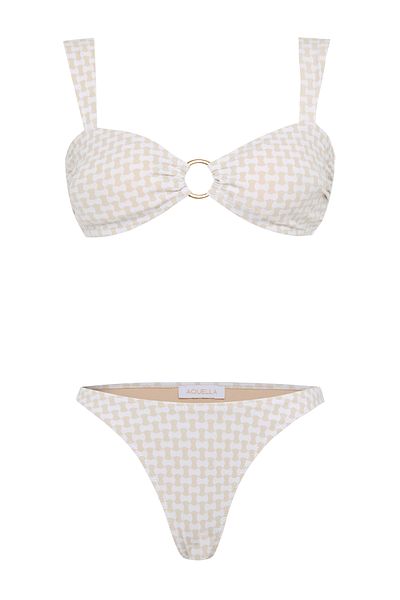 AQUELLA Patterned Strapless Bikini with Buckle Wide Strap