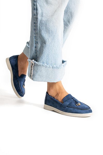 diclepolat Navy Blue Loafer Suede Women's Shoes Lp