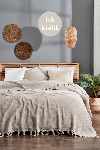 Casnack Yeliz Model Beige Single Pique 170X210Cm