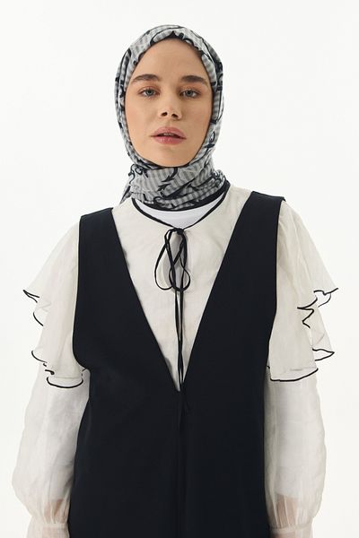 FENZA SCARF Anchor Pattern Cotton Shawl - Gray