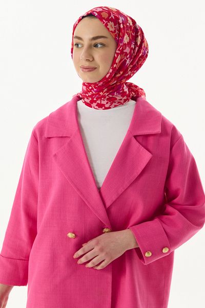 FENZA SCARF Floral Pattern Cotton Shawl - Fuchsia