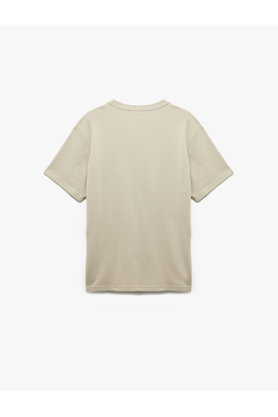 Koton Короткий рукав, прямий крій, бавовняна футболка з велосипедним коміром та вишивкою