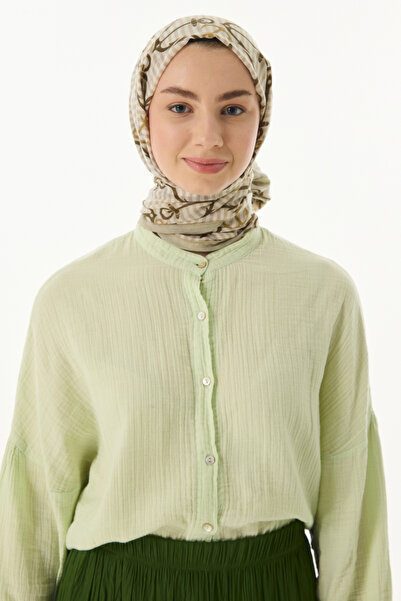 FENZA SCARF Anchor Pattern Cotton Shawl - Khaki