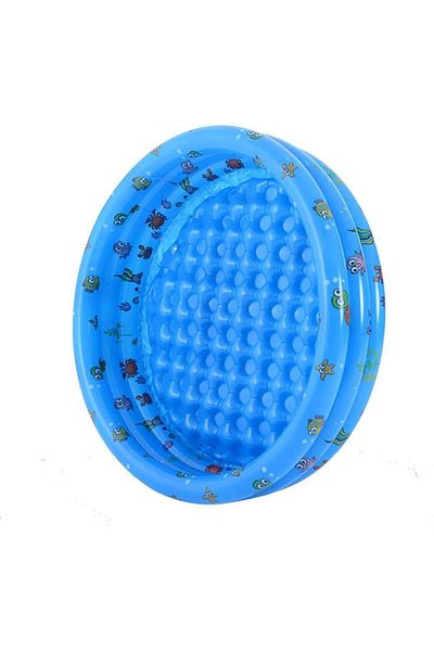 Picodino Round inflatable pool for children, with 3 rings, Sea Animals design, 1m, Blue