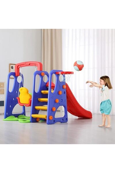 ALBADER Garden Slide for Kids, Playground for Indoor Or Outdoor, Slide Set With Basketball For Kids