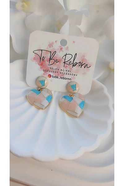 To Be Reborn Steel Enamel Medium Size Heart Earrings New Season Trend Models