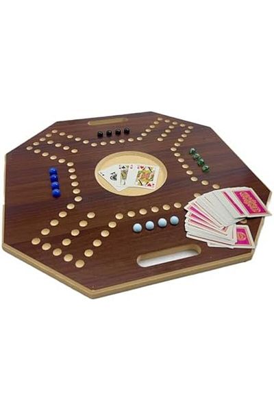 ALBADER , Jackaroo Wooden Board Game, With Cards & 16 Marbles, Fun Jacaroo Board Game, Big Size