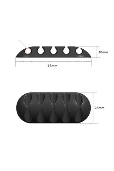HSDemirci Cable Holder 5-Channel 3-Piece Black