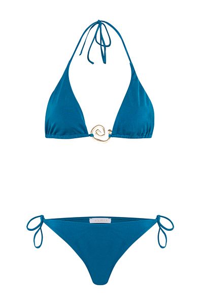 AQUELLA Petrol Long Triangle Bikini Set with Accessories