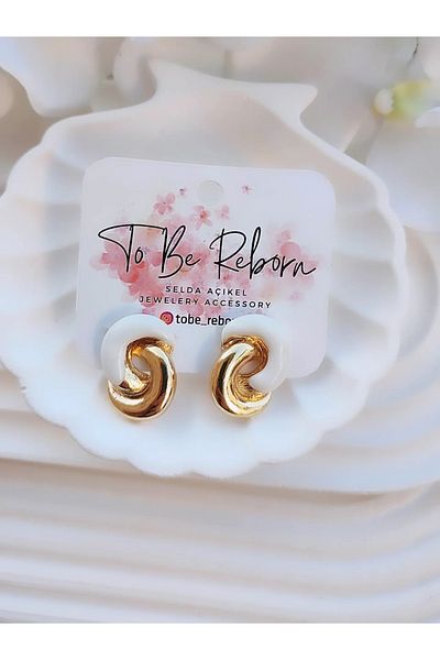 To Be Reborn Steel Enamel Double Half Hoop Earrings