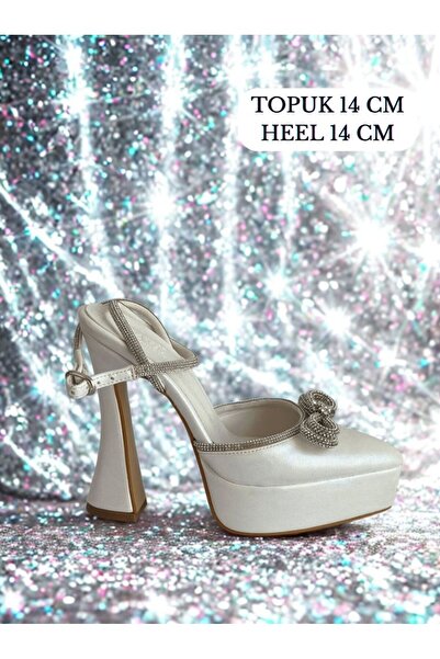 Favi Ayakkabı Stylish Platform Evening Dress Shoes with Leather Ankle and Stone Detail on the Front