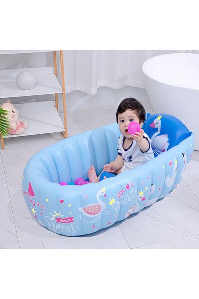 Picodino Inflatable baby bathtub, swan, blue