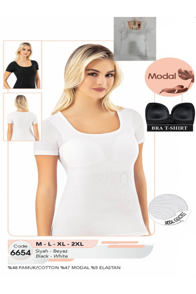 Fily İç Giyim KOTA Modal Kaşkorse Kumaş Derin Oval Yaka Kendinden Sütyenli Kı...