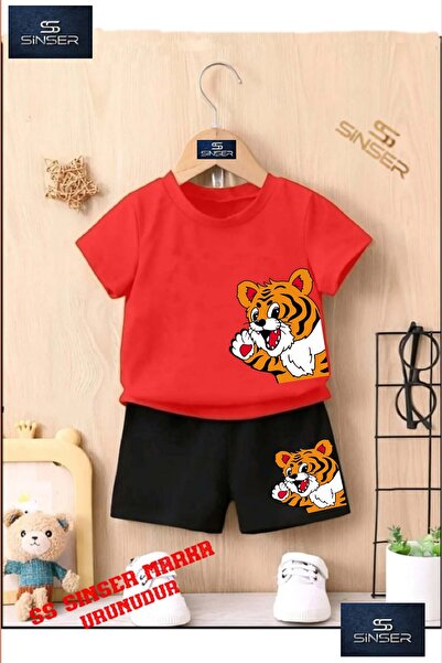 SS SİNSER تي شيرت للأطفال للجنسين "YANDAN CUTE TIGER" مطبوع حسب الطلب برقبة د...