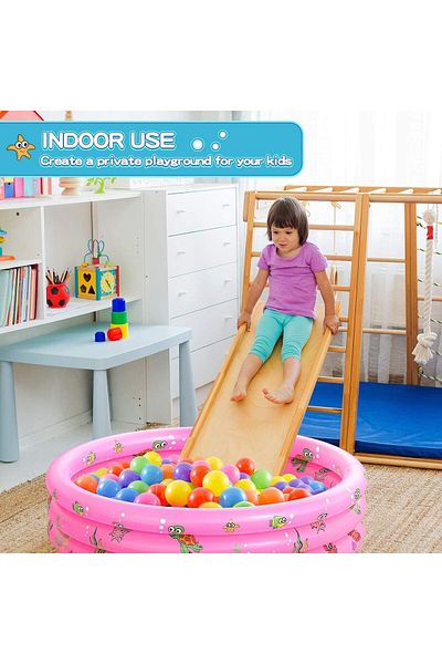 Picodino Round inflatable pool for children, with 3 rings, Sea Animals design, 1.3m, Pink