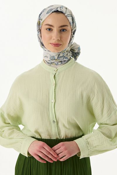 FENZA SCARF Lina Pattern Cotton Shawl - Cream-Çağla