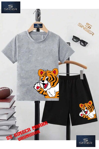 SS SİNSER Tricou cu gât rotund cu imprimeu special „YANDAN CUTE TIGER” pentru...