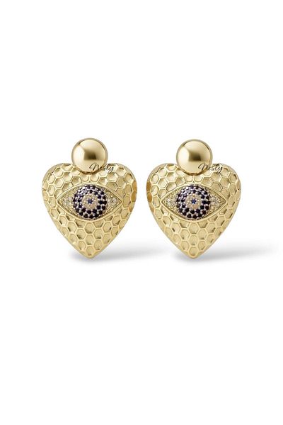 neslyaccessories Vintage Breeze – Heart Evil Eye Earring Description