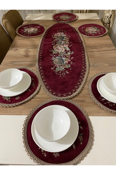 MYHOMEGOBLEN GOBLEN DOKUMA SUPLA TAKIMI BORDO