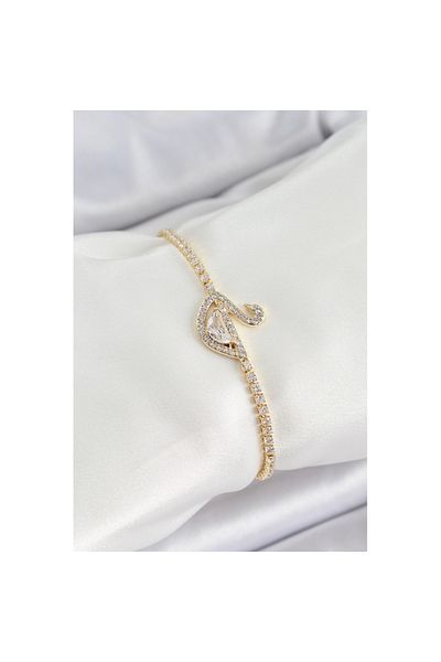 Skygo Brass Gold Color Zircon Stone Swan Model Women's Bracelet - Tj-Bb7072