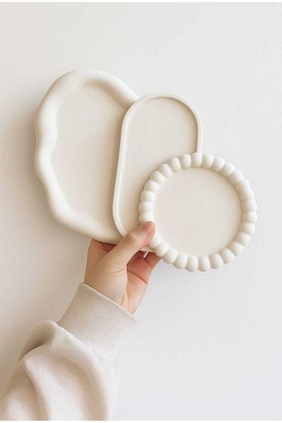 Zenithart Triple Jewelry Plate Decorative Plaster Ornament 15 X 15 Tbk-1013 Set of Three