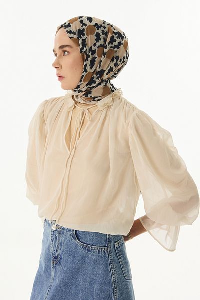 FENZA SCARF Geometric Pattern Cotton Shawl - Brown-Beige