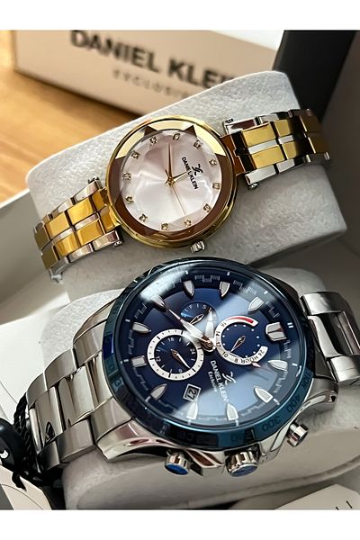 Daniel Klein Original 2 Years Warranty Steel Case Steel Cord Stainless Steel Darkening Lover's Couple Watch