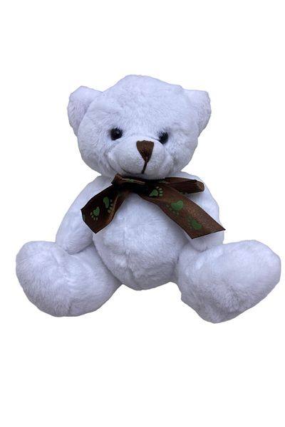 JPT White teddy bear for baptism candle