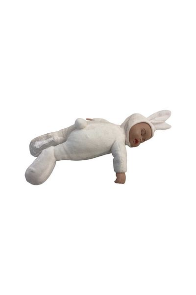 JPT Baby Bunny imitate Anne Geddes white Baptism Candle