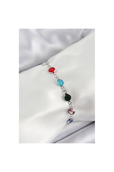Skygo Brass Silver Color Mixed Color Zircon Stone Women's Bracelet - Tj-Bb7046